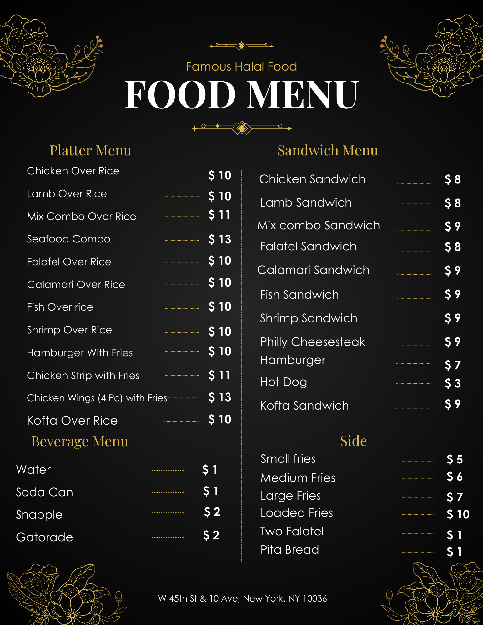 Famous Halal Food Menu